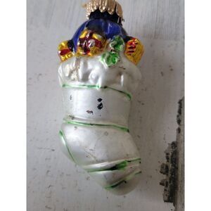Striped stocking present toys blown glass ornament Xmas décor‎